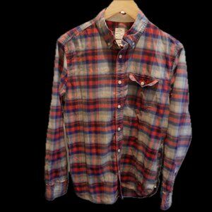 Gap Flannel Casual Long Sleeve Button Down Shirt Mens Size M White Blue Red